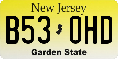 NJ license plate B53OHD