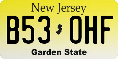 NJ license plate B53OHF