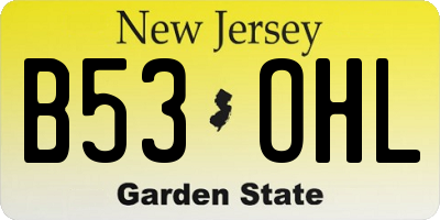 NJ license plate B53OHL