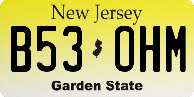 NJ license plate B53OHM