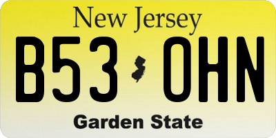NJ license plate B53OHN