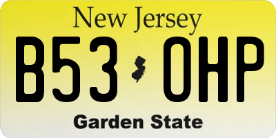NJ license plate B53OHP