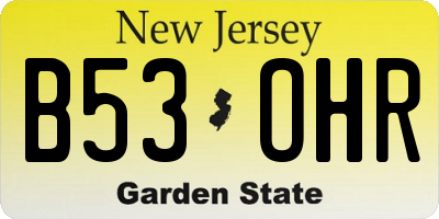 NJ license plate B53OHR