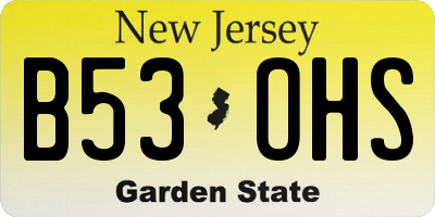 NJ license plate B53OHS