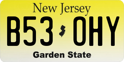 NJ license plate B53OHY