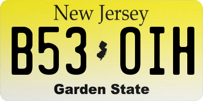 NJ license plate B53OIH