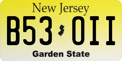 NJ license plate B53OII