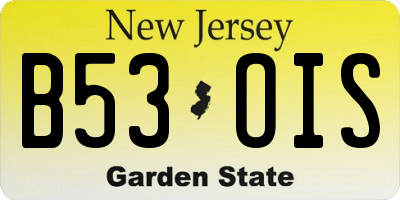 NJ license plate B53OIS