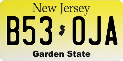 NJ license plate B53OJA