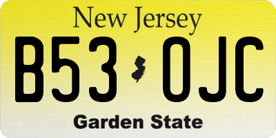 NJ license plate B53OJC