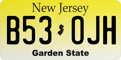 NJ license plate B53OJH