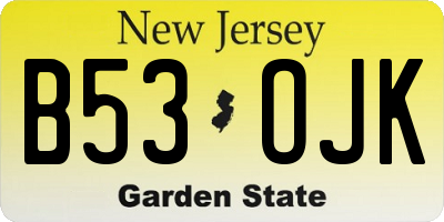 NJ license plate B53OJK