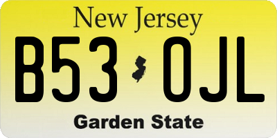 NJ license plate B53OJL