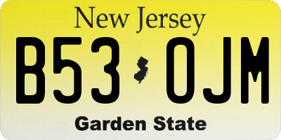 NJ license plate B53OJM