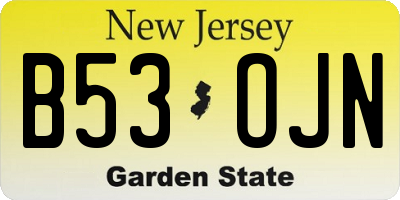 NJ license plate B53OJN