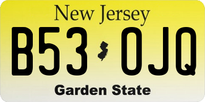 NJ license plate B53OJQ