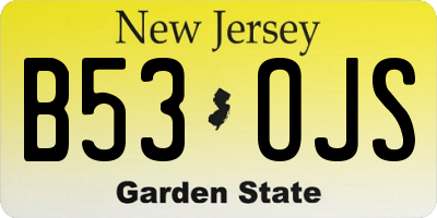 NJ license plate B53OJS