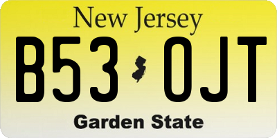 NJ license plate B53OJT