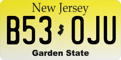 NJ license plate B53OJU