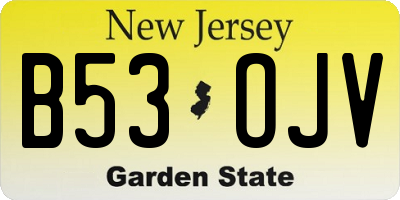 NJ license plate B53OJV