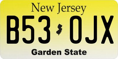 NJ license plate B53OJX
