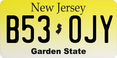 NJ license plate B53OJY