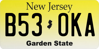 NJ license plate B53OKA