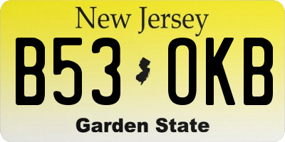 NJ license plate B53OKB