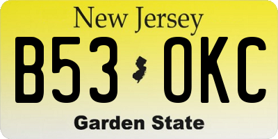 NJ license plate B53OKC