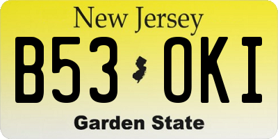 NJ license plate B53OKI