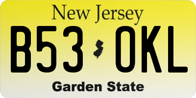 NJ license plate B53OKL
