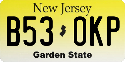 NJ license plate B53OKP