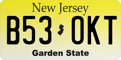 NJ license plate B53OKT