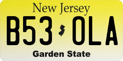 NJ license plate B53OLA