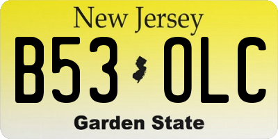 NJ license plate B53OLC