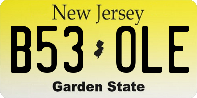 NJ license plate B53OLE