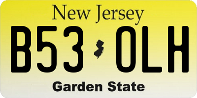 NJ license plate B53OLH