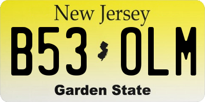 NJ license plate B53OLM