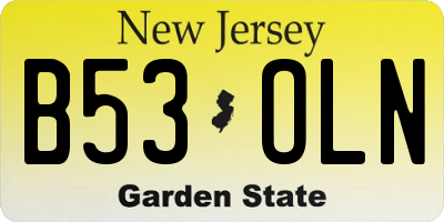 NJ license plate B53OLN
