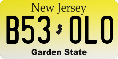 NJ license plate B53OLO