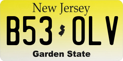 NJ license plate B53OLV