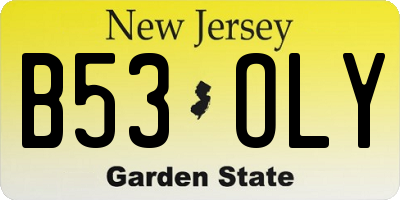 NJ license plate B53OLY