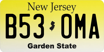 NJ license plate B53OMA