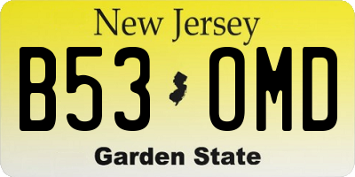 NJ license plate B53OMD