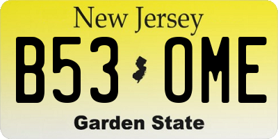NJ license plate B53OME