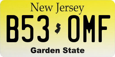 NJ license plate B53OMF