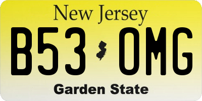 NJ license plate B53OMG