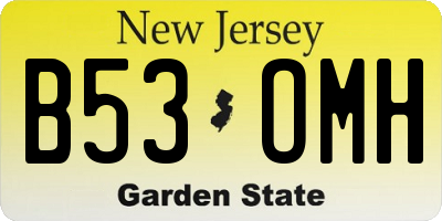 NJ license plate B53OMH
