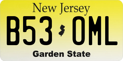 NJ license plate B53OML