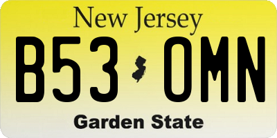 NJ license plate B53OMN